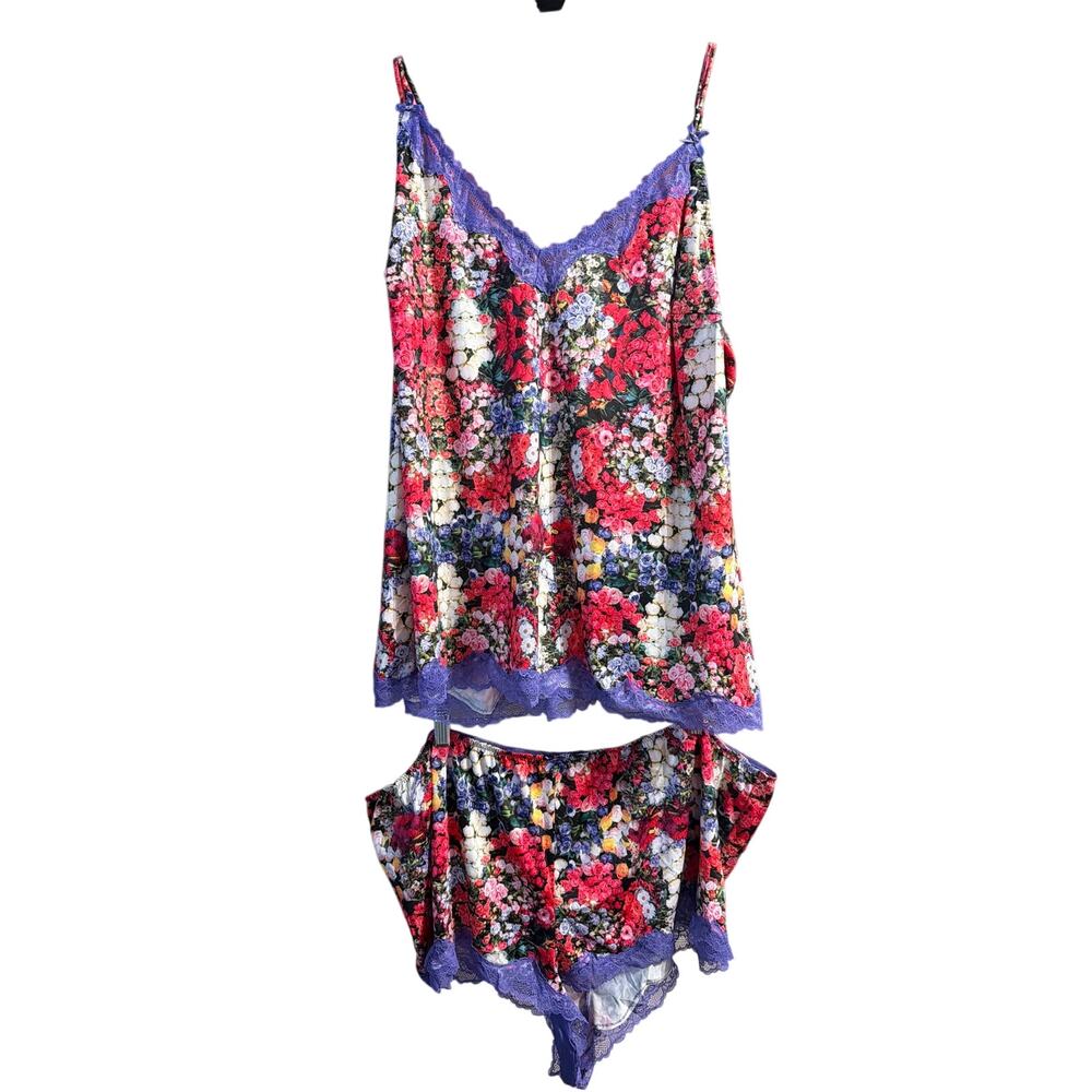 Cacique Women's Plus Size Purple & Red Pajama Flower Lounge Set Size 26/28 4X